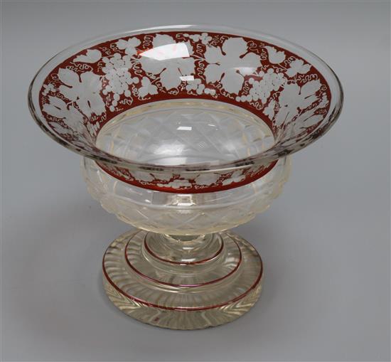 A Bohemian ruby overlaid cut glass bowl diameter 21cm
